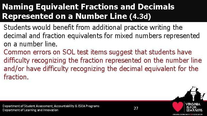 Naming Equivalent Fractions and Decimals Represented on a Number Line (4. 3 d) Students