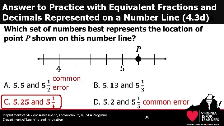 Answer (4. 3 d) to Practice with Equivalent Fractions and Decimals Represented on a