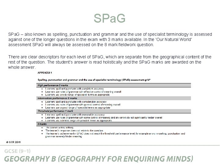 SPa. G – also known as spelling, punctuation and grammar and the use of SPa. G – also known as spelling, punctuation and grammar and the use of