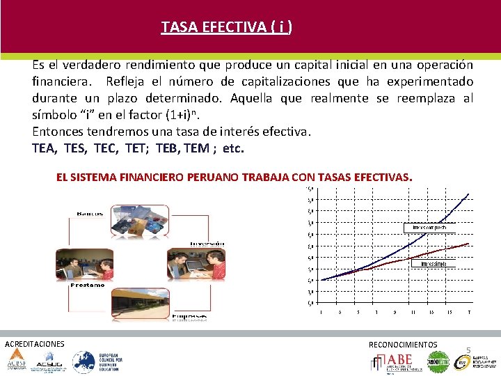 TASA EFECTIVA ( i ) Es el verdadero rendimiento que produce un capital inicial