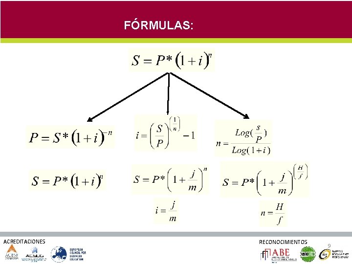 FÓRMULAS: ACREDITACIONES RECONOCIMIENTOS 9 