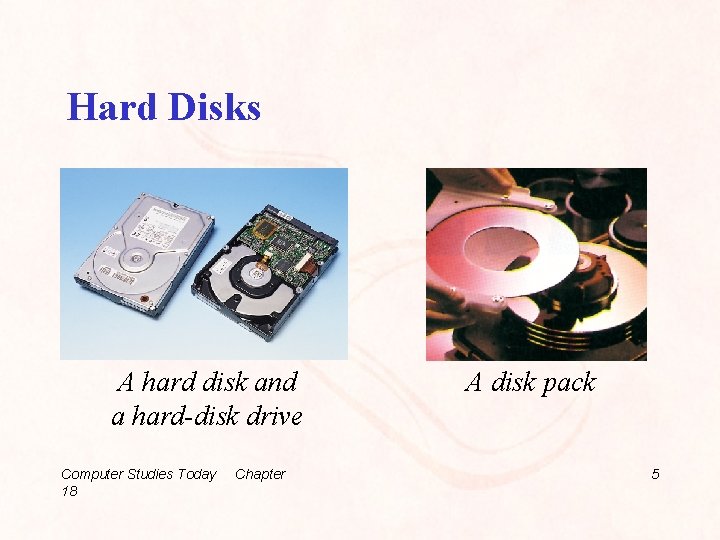 Hard Disks A hard disk and a hard-disk drive Computer Studies Today 18 Chapter