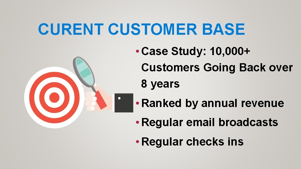 CURENT CUSTOMER BASE • Case Study: 10, 000+ Customers Going Back over 8 years