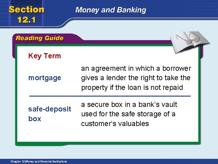Key Term mortgage an agreement in which a borrower gives a lender the right