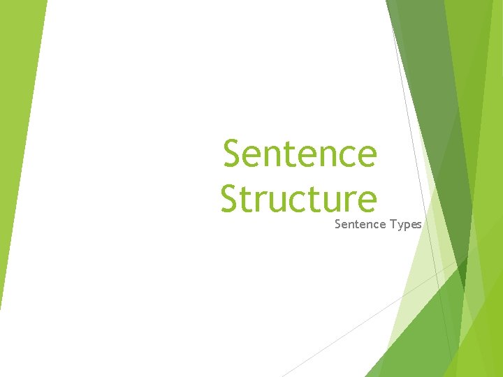 Sentence Structure Sentence Types 