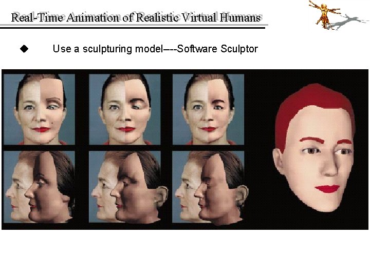 Real-Time Animation of of Realistic Virtual Humans Real-Time u Use a sculpturing model----Software Sculptor