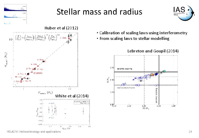 Stellar mass and radius Huber et al (2012) • Calibration of scaling laws using