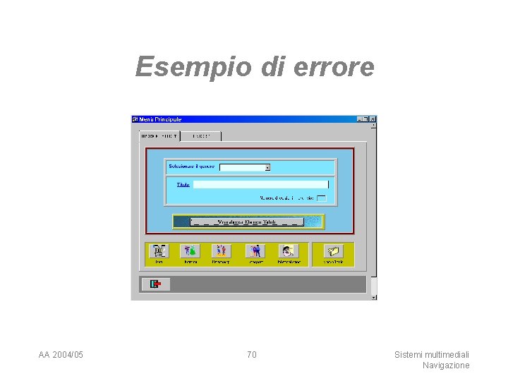 Esempio di errore AA 2004/05 70 Sistemi multimediali Navigazione 