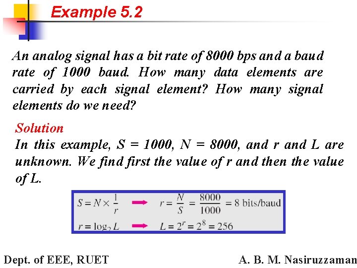 Example 5. 2 An analog signal has a bit rate of 8000 bps and