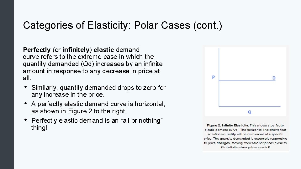 Categories of Elasticity: Polar Cases (cont. ) Perfectly (or infinitely) elastic demand curve refers
