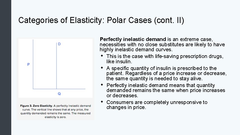 Categories of Elasticity: Polar Cases (cont. II) Perfectly inelastic demand is an extreme case,