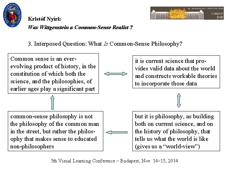 Kristóf Nyíri: Was Wittgenstein a Common-Sense Realist ? 3. Interposed Question: What Is Common-Sense