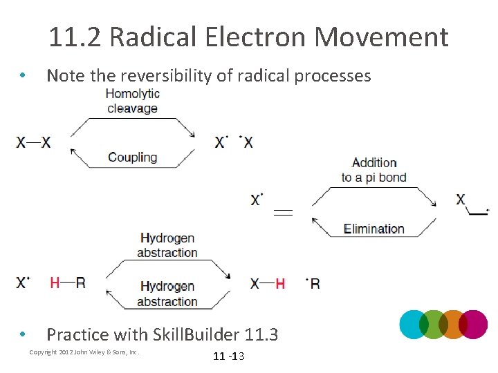 11. 2 Radical Electron Movement • Note the reversibility of radical processes • Practice