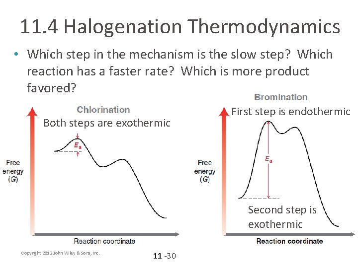 11. 4 Halogenation Thermodynamics • Which step in the mechanism is the slow step?