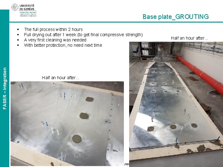 Base plate_GROUTING FASER – Integration § § The full process within 2 hours Full