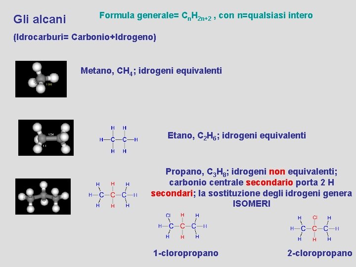 Gli alcani Formula generale= Cn. H 2 n+2 , con n=qualsiasi intero (Idrocarburi= Carbonio+Idrogeno)