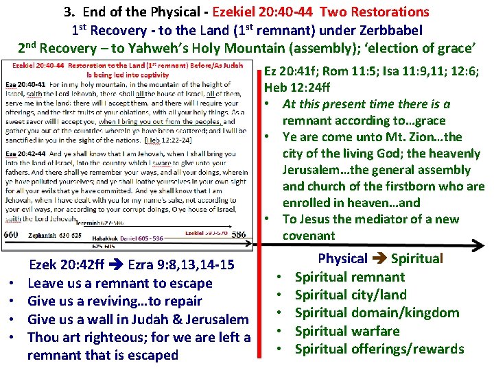 3. End of the Physical - Ezekiel 20: 40 -44 Two Restorations 1 st
