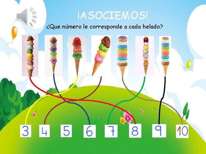 ¡ASOCIEMOS! ¿Que número le corresponde a cada helado? 