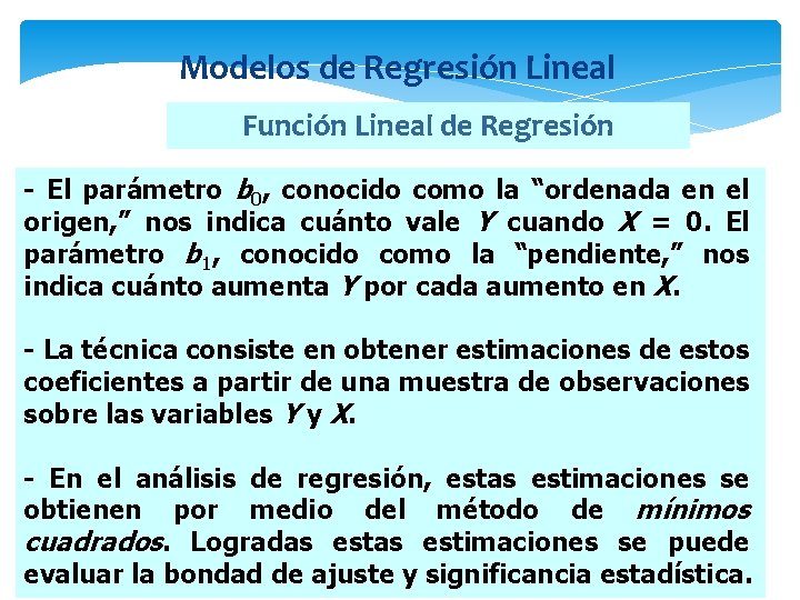 Modelos de Regresión Lineal Función Lineal de Regresión - El parámetro b 0, conocido