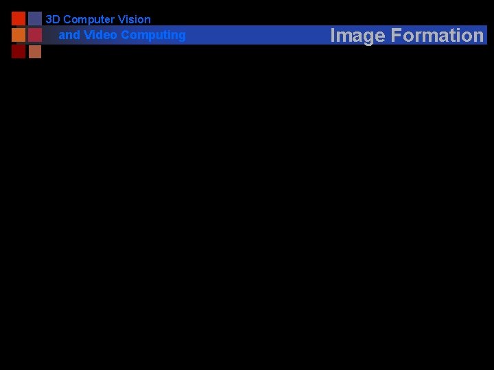 3 D Computer Vision and Video Computing Image Formation 