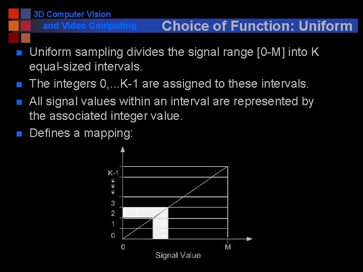 3 D Computer Vision and Video Computing n n Choice of Function: Uniform sampling