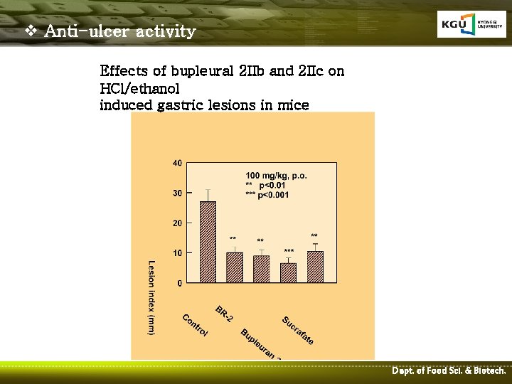 v Anti-ulcer activity Effects of bupleural 2 IIb and 2 IIc on HCl/ethanol induced