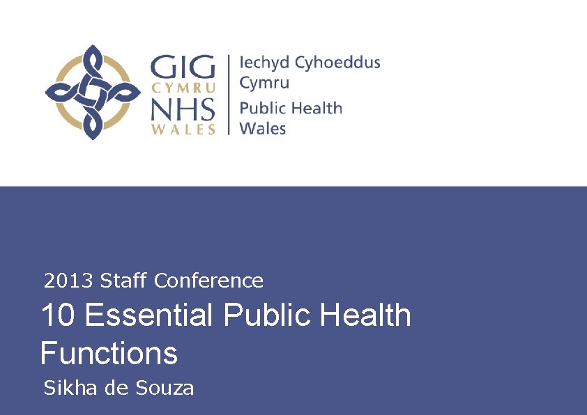 2013 Staff Conference 10 Essential Public Health Functions Insert name of presentation on Master