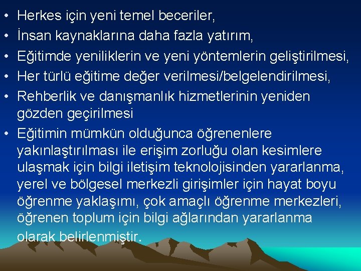  • • • Herkes için yeni temel beceriler, İnsan kaynaklarına daha fazla yatırım,