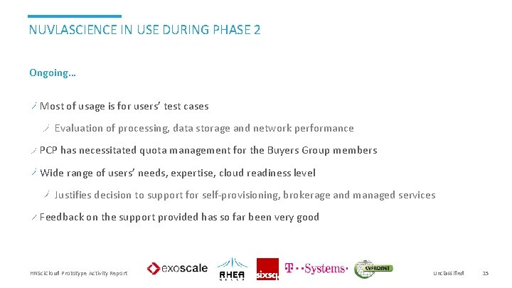 NUVLASCIENCE IN USE DURING PHASE 2 Ongoing… Most of usage is for users’ test