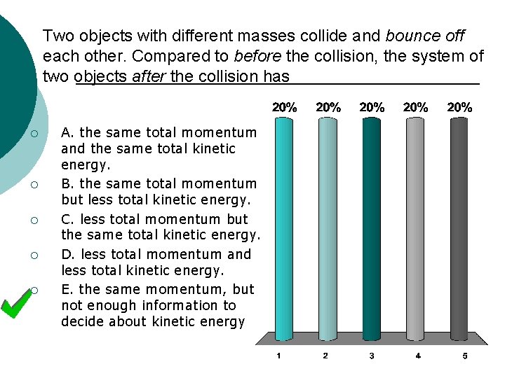 Two objects with different masses collide and bounce off each other. Compared to before