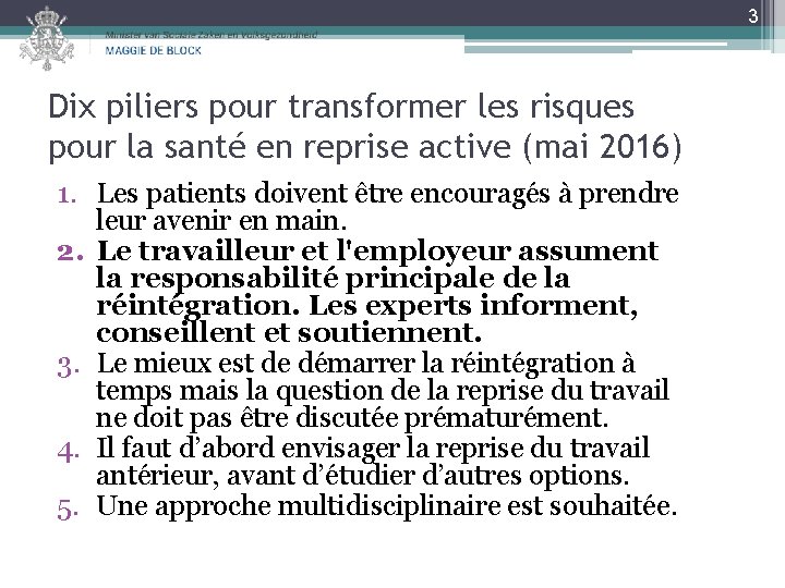 3 Dix piliers pour transformer les risques pour la santé en reprise active (mai