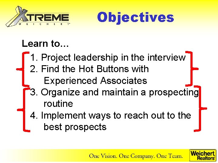 Objectives Learn to… 1. Project leadership in the interview 2. Find the Hot Buttons