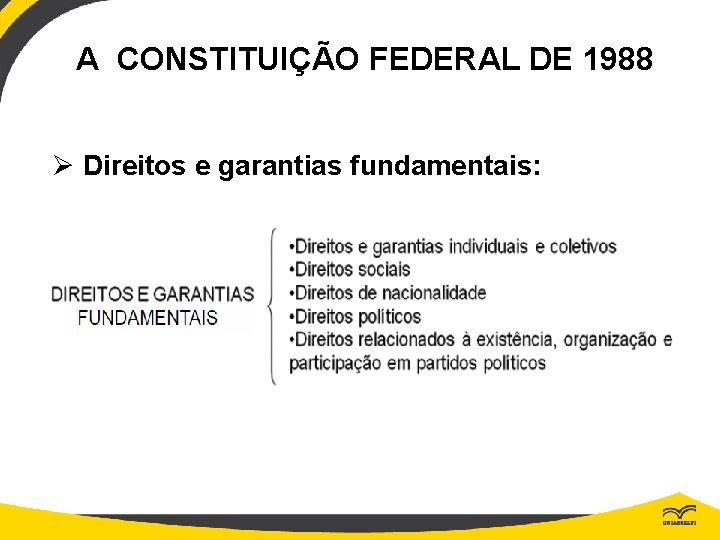 A CONSTITUIÇÃO FEDERAL DE 1988 Ø Direitos e garantias fundamentais: 