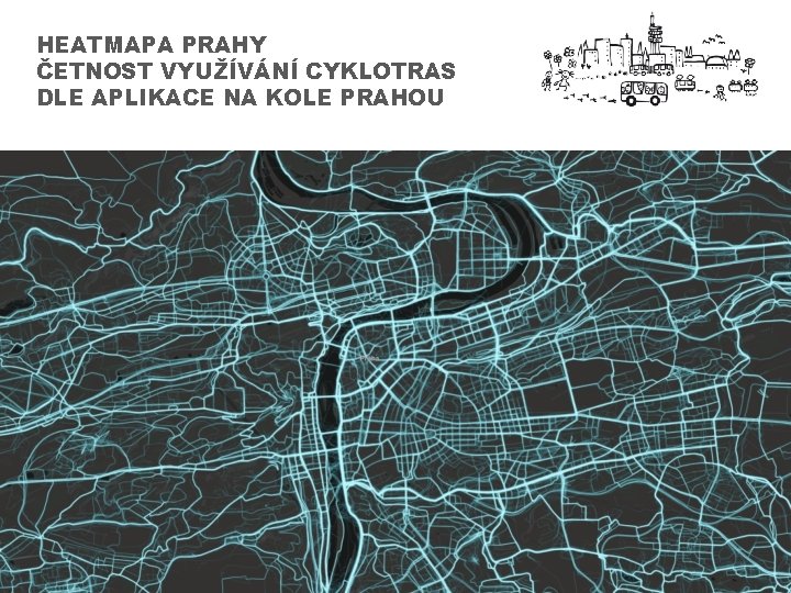 HEATMAPA PRAHY ČETNOST VYUŽÍVÁNÍ CYKLOTRAS DLE APLIKACE NA KOLE PRAHOU 