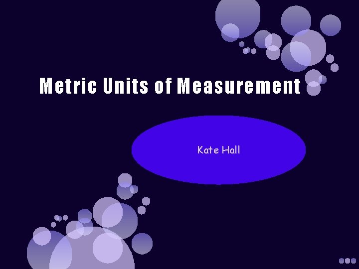 Metric Units of Measurement Kate Hall 