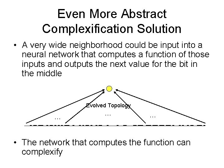 Even More Abstract Complexification Solution • A very wide neighborhood could be input into