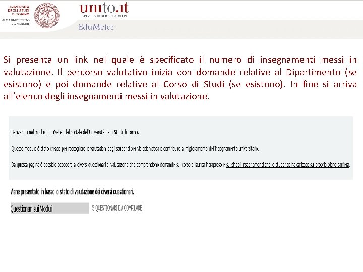 Si presenta un link nel quale è specificato il numero di insegnamenti messi in