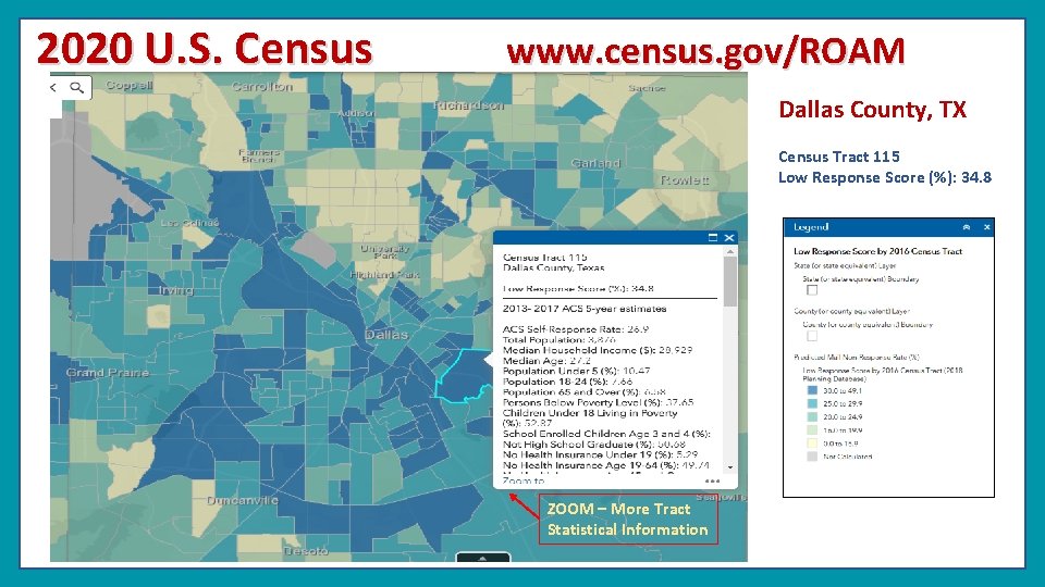 2020 U. S. Census www. census. gov/ROAM Dallas County, TX Census Tract 115 Low