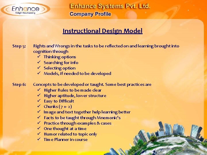 Instructional Design Model Step 5: Rights and Wrongs in the tasks to be reflected