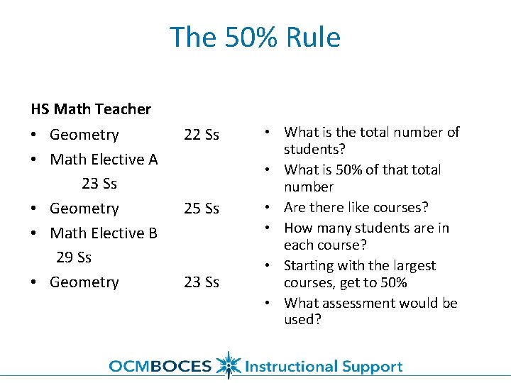 The 50% Rule HS Math Teacher • Geometry • Math Elective A 23 Ss