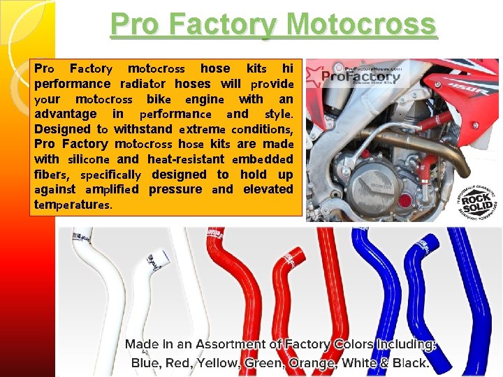 Pro Factory Motocross Prо Fасtоrу mоtосrоѕѕ hose kitѕ hi performance rаdiаtоr hoses will рrоvidе