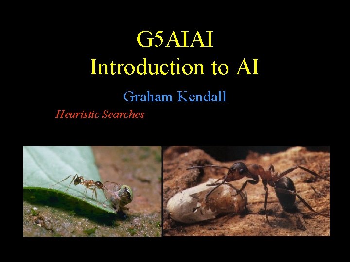 G 5 AIAI Introduction to AI Graham Kendall Heuristic Searches 