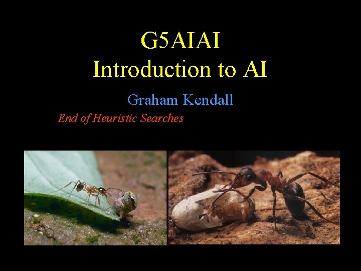 G 5 AIAI Introduction to AI Graham Kendall End of Heuristic Searches 