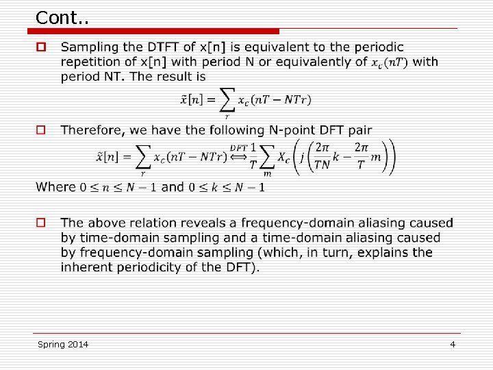 Lecture 21 Fourier Analysis Using the Discrete Fourier