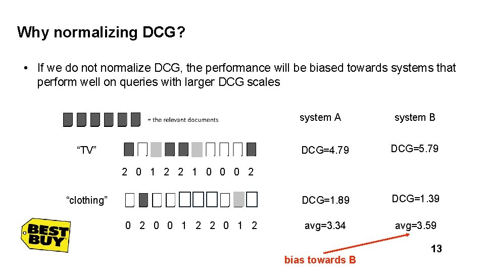 Why normalizing DCG? • If we do not normalize DCG, the performance will be