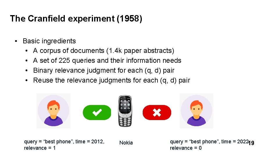 The Cranfield experiment (1958) • Basic ingredients • A corpus of documents (1. 4