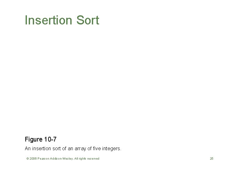 Insertion Sort Figure 10 -7 An insertion sort of an array of five integers.