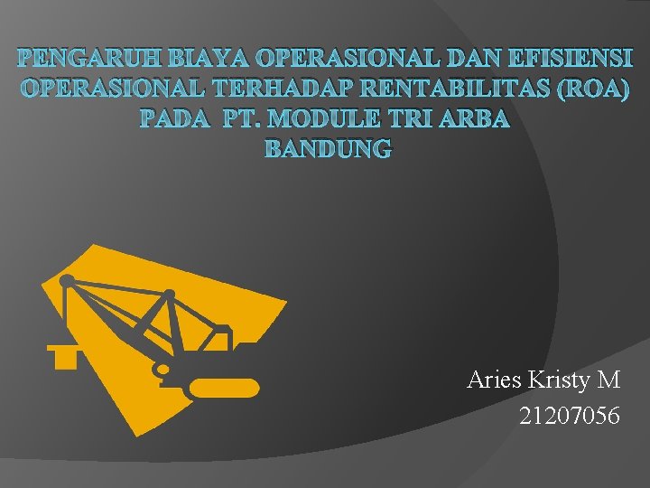 PENGARUH BIAYA OPERASIONAL DAN EFISIENSI OPERASIONAL TERHADAP RENTABILITAS (ROA) PADA PT. MODULE TRI ARBA