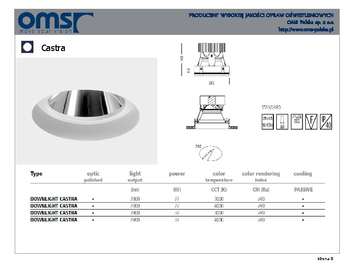PRODUCENT WYSOKIEJ JAKOŚCI OPRAW OŚWIETLENIOWYCH OMS Polska sp. z o. o. http: //www. oms-polska.