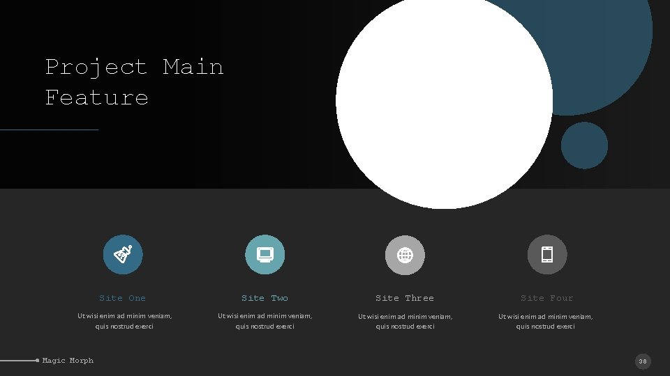 Project Main Feature Site One Site Two Site Three Site Four Ut wisi enim